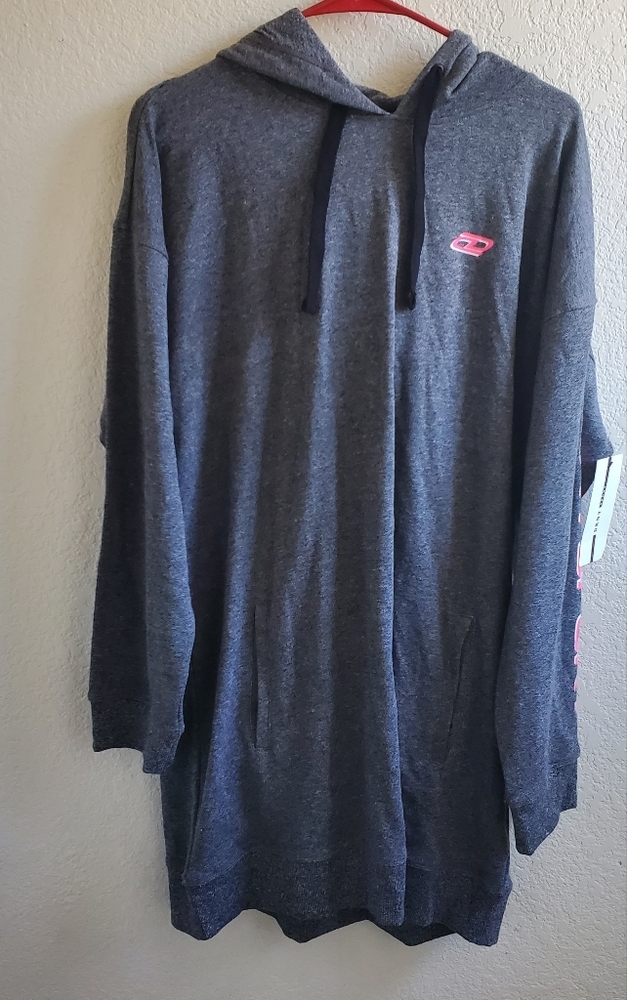 DKNY Sport Gray Oversized Hoodie Sweaterdress Streetwear Comfy